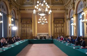 Boris Johnson chairs a socially-distanced Cabinet meeting at the foreign office last November. Photo: Eddie Mulholland - WPA Pool/Getty Images