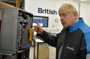 Boris Johnson during a visit to a British Gas training academy. Photograph: Getty Images.