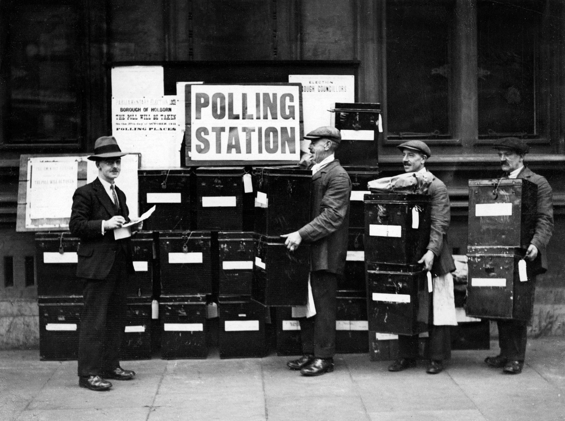 The way we used to vote: Officials pile up ballot boxes during counting for the 1931 UK general election. Photo: Keystone France/Gamma-Rapho via Getty