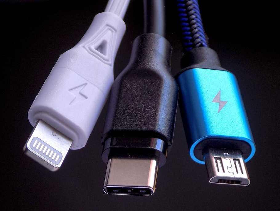 A variety of modern phone charging cables. Photograph: Pxfuel.