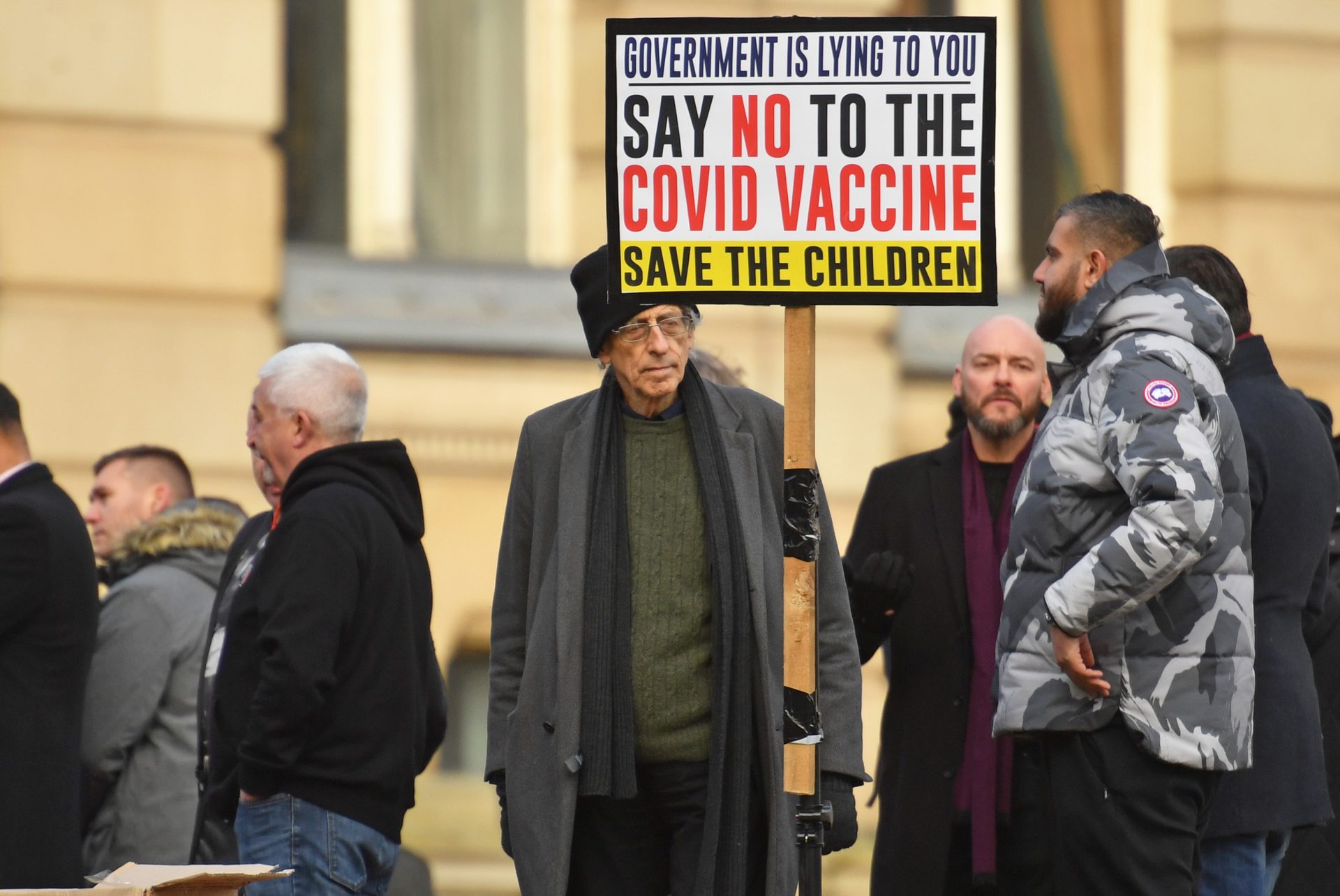 Piers Corbyn attends a demonstration in Victoria Square, Birmingham, to protest against coronavirus lockdown restrictions. Photo: Jacob King/PA Archive/PA Images.