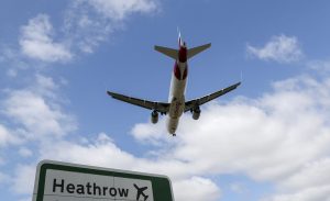 A Eurowings plane landing at Heathrow airport in London. Photograph: Steve Parsons/PA Wire/PA Images.