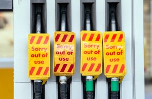 A shortage of lorry drivers and subsequent panic buying led to empty pumps at petrol stations. Photograph: PA.