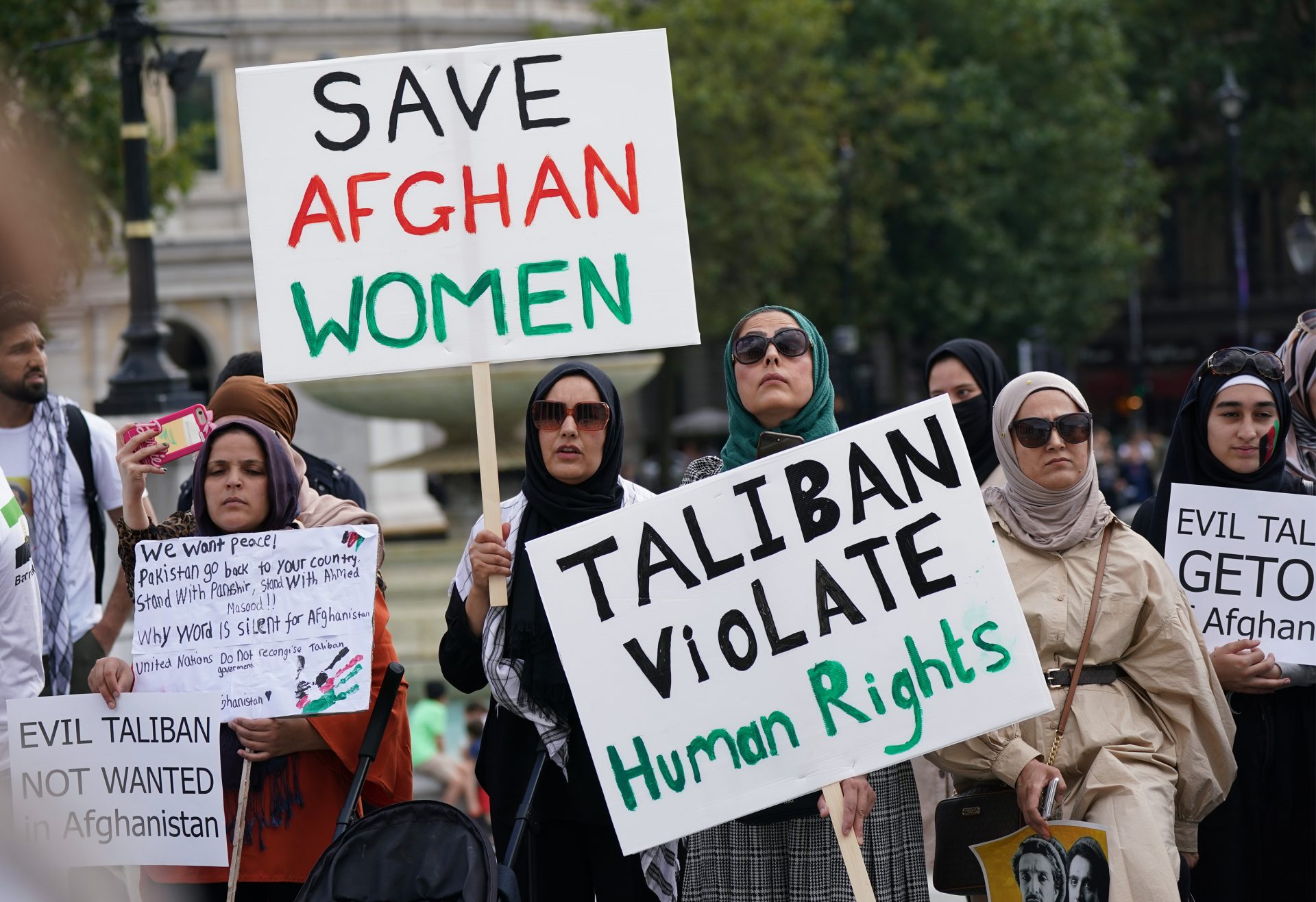  People at an Afghan solidarity rally in Trafalgar Square. Photo:  Yui Mok/PA Wire/PA Images