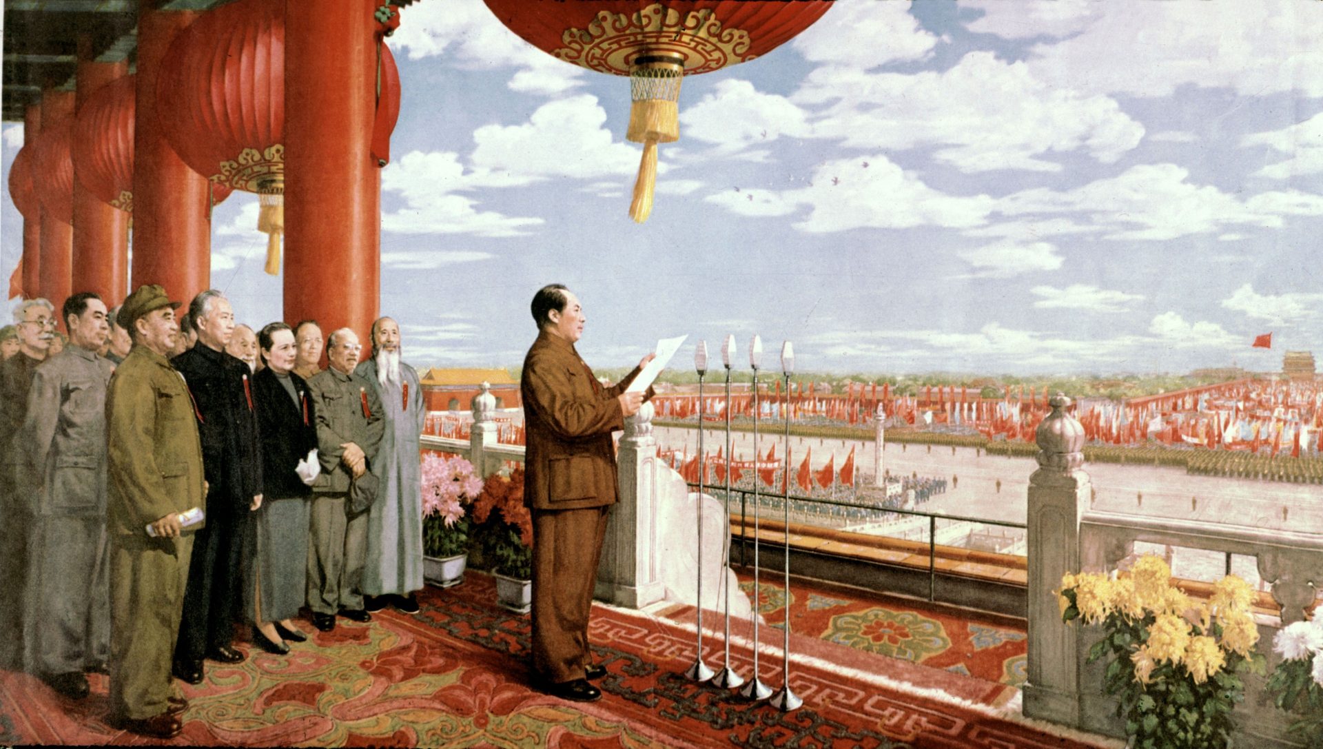 Mao Tse Tung annoucing the creation of Chinese Republic. Photo: Universal Images Group via Getty.