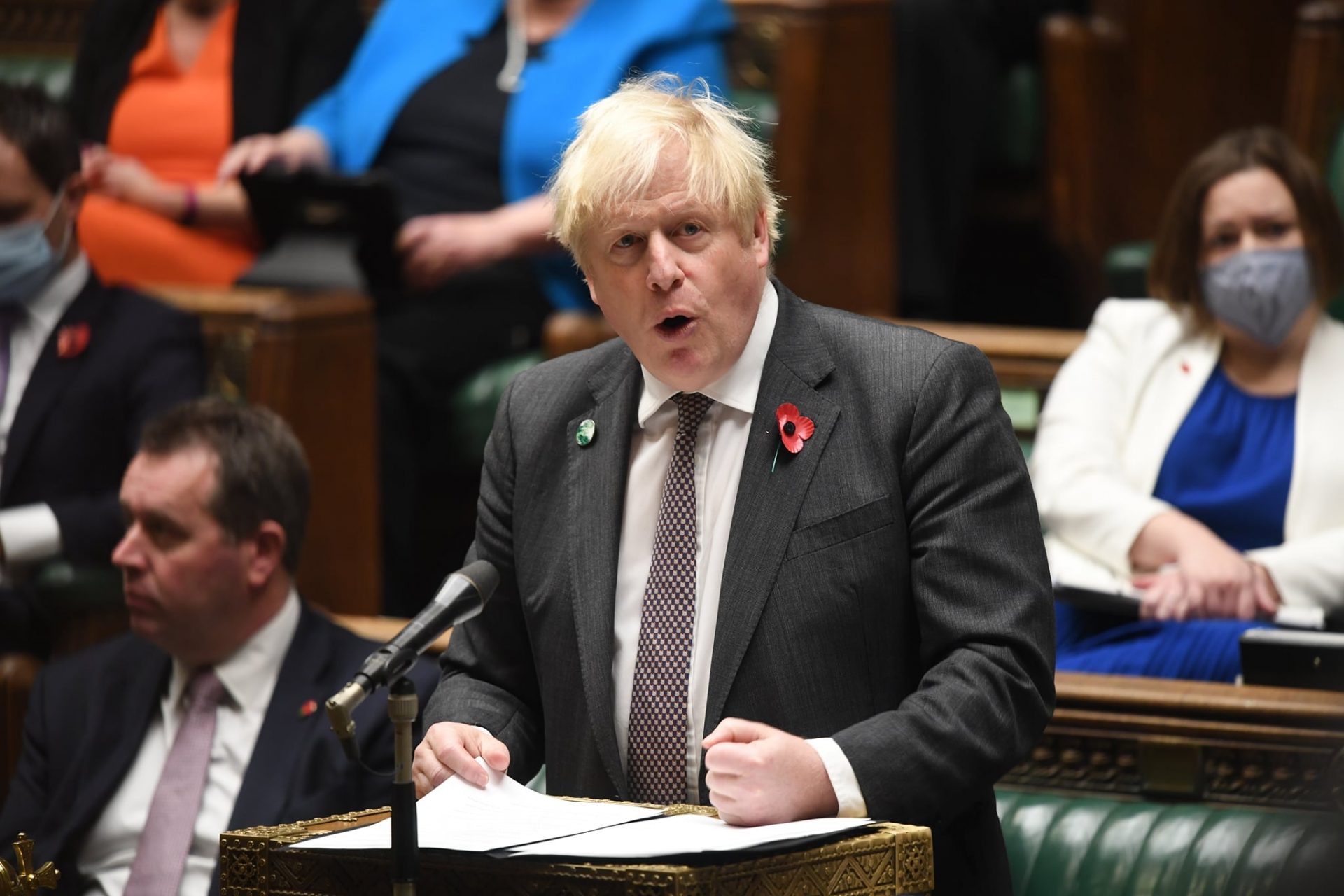 Boris Johnson defends changes to the way MPs are policed put forward by his government. Photograph: House of Commons/Jessica Taylor.