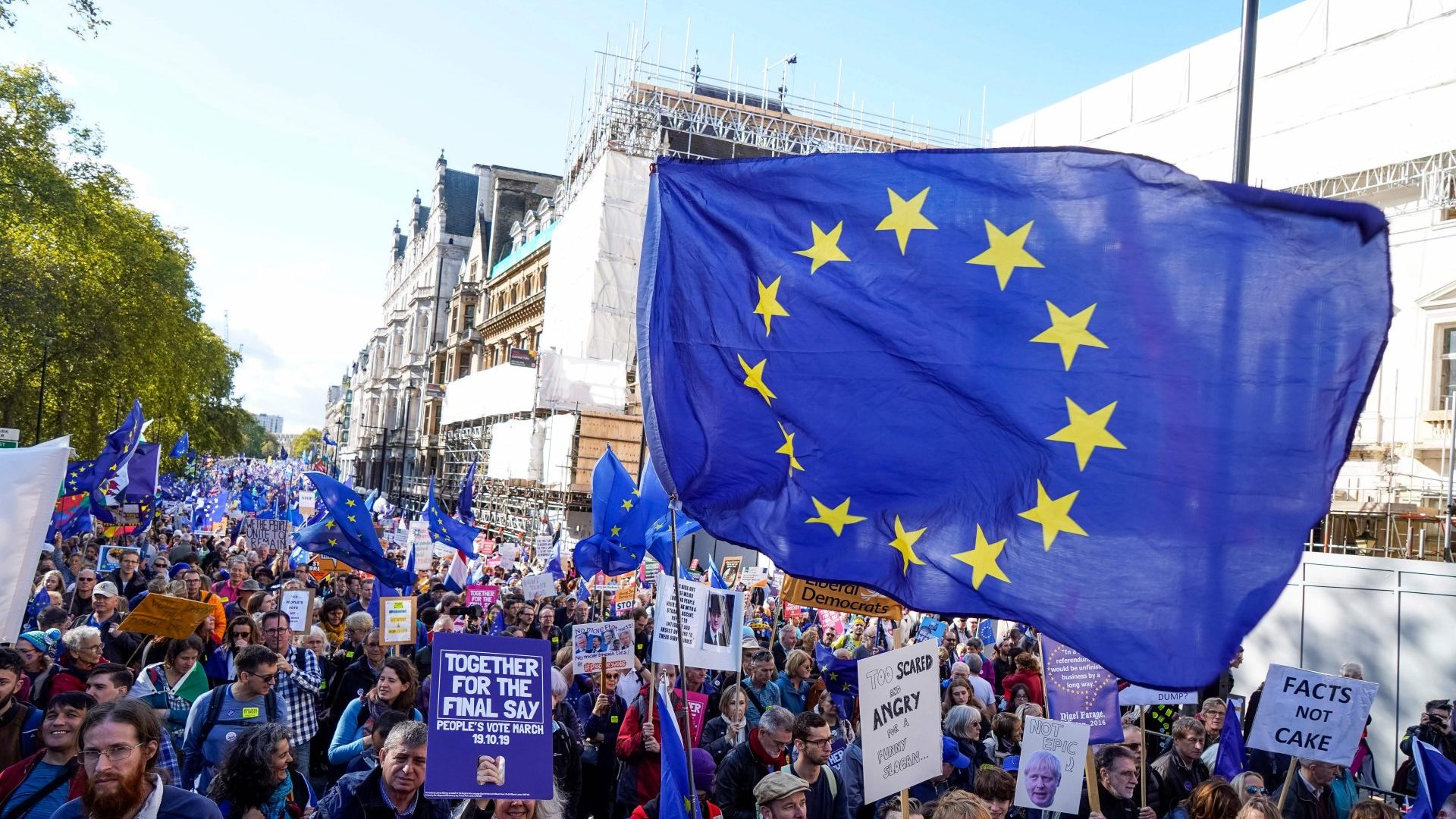 Demonstrators calling for a second referendum on Brexit in October 2019 didn’t win over the public or politicians. Photo: Niklas Halle’n/AFP via Getty 