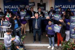 Doomed Democrat Terry McAuliffe tries to rally supporters with a dance, ahead of his defeat in last week’s election in Virginia. Photo: Getty Images