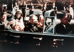 Prior to the assassination, President John F. Kennedy, First Lady Jacqueline Kennedy, and Texas Governor John Connally ride through the streets of Dallas. Photo: Bettmann Archive/Getty Images.