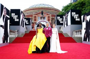 Lashana Lynch, Daniel Craig and Lea Seydoux attending the World Premiere of No Time To Die. Photo:  Ian West/PA Wire/PA Images