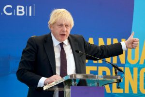 Prime Minister Boris Johnson speaking during the CBI annual conference. Photo: Owen Humphreys/PA Wire/PA Images.