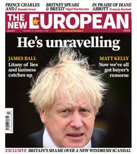 Front cover for The New European, 25-1 November 2021.