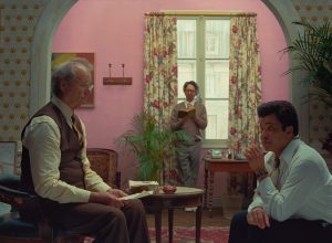 Bill Murray as Arthur Howitzer Jr. and Jeffrey Wright as Roebuck Wright in Wes Anderson's The French Dispatch. Photo: Searchlight Pictures.