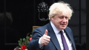 Boris Johnson gives a thumbs-up outside Downing Street. Photo: Jeremy Selwyn - Pool/Getty Images.