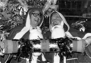 Eric Morecambe and Ernie Wise in December 1983. Photo: P. Shirley/
Getty.