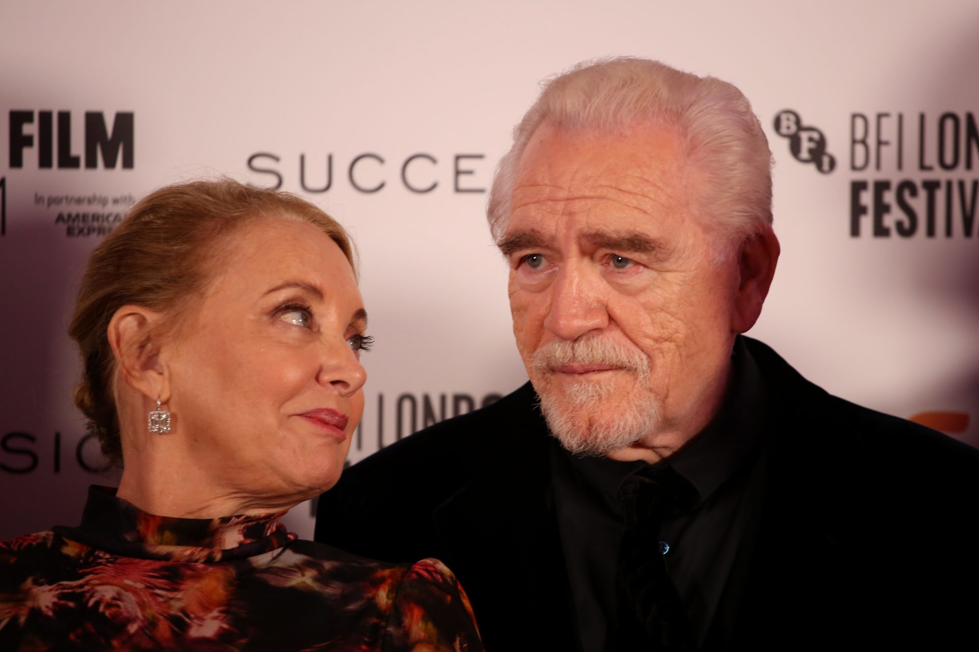 J. Smith Cameron and Brian Cox attend the "Succession" European Premiere during the 65th BFI London Film Festival. Photo: Lia Toby/Getty Images for BFI.