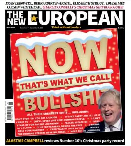 Front cover for The New European, 9-15 December 2021.