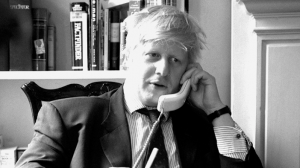 Boris Johnson, the journalist, at his desk. Photo: Getty Images