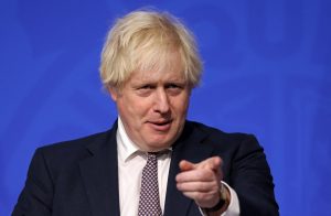 Boris Johnson gestures during his media briefing on the Covid-19 Omicron strain. Photo: Hollie Adams/Pool/AFP via Getty Images