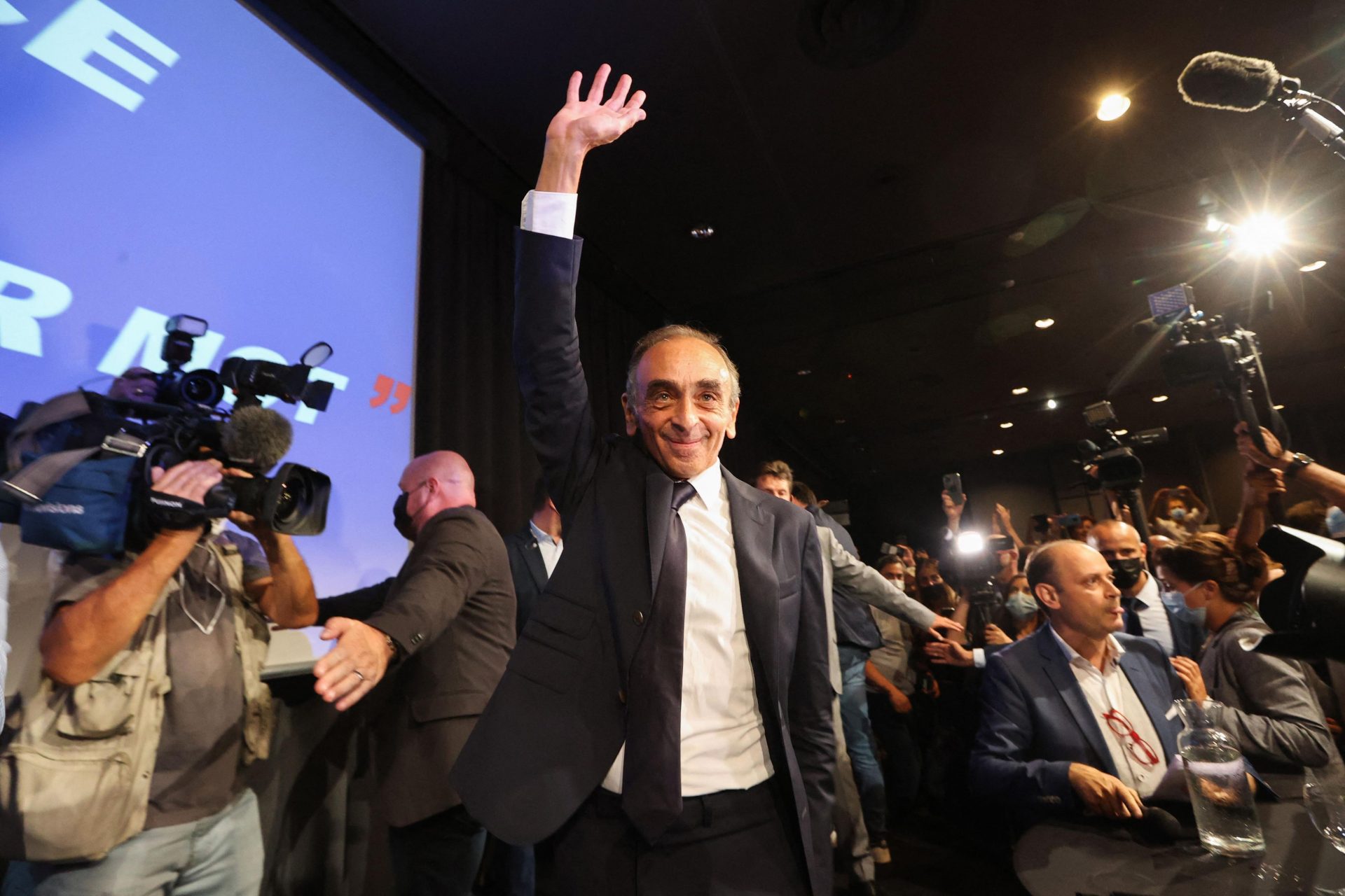 Eric Zemmour, pundit and possible presidential contender, arrives for a launch event for his new book. Photo: VALERY HACHE/AFP via Getty.