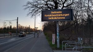 A display board in Berlin about the Coronavirus pandemic. Photo: Lucas Werkmeister.