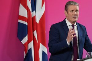 Labour leader Sir Keir Starmer delivers a keynote speech at Millennium Point, Birmingham, setting out his party's ambition for a new Britain. Photo: Jacob King/PA Wire/PA Images.