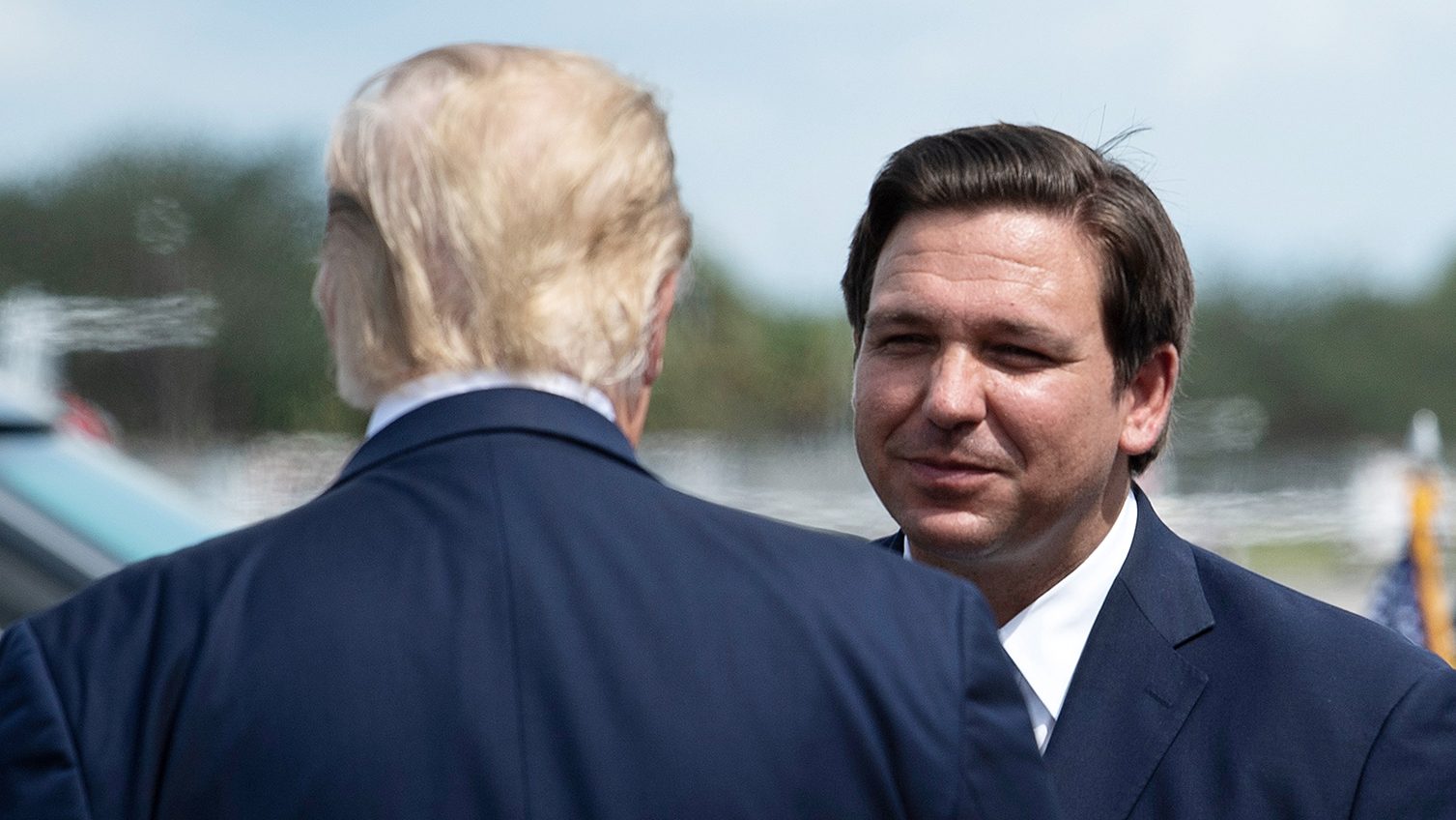 When DeSantis comes marching in... governor Ron and Trump 
together in Florida, 2020. Photo by Brendan Smialowski/AFP
