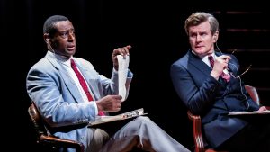 David Harewood, left, as Buckley and  Charles Edwards as Vidal in Best of Enemies. Photo: Wasi Daniju