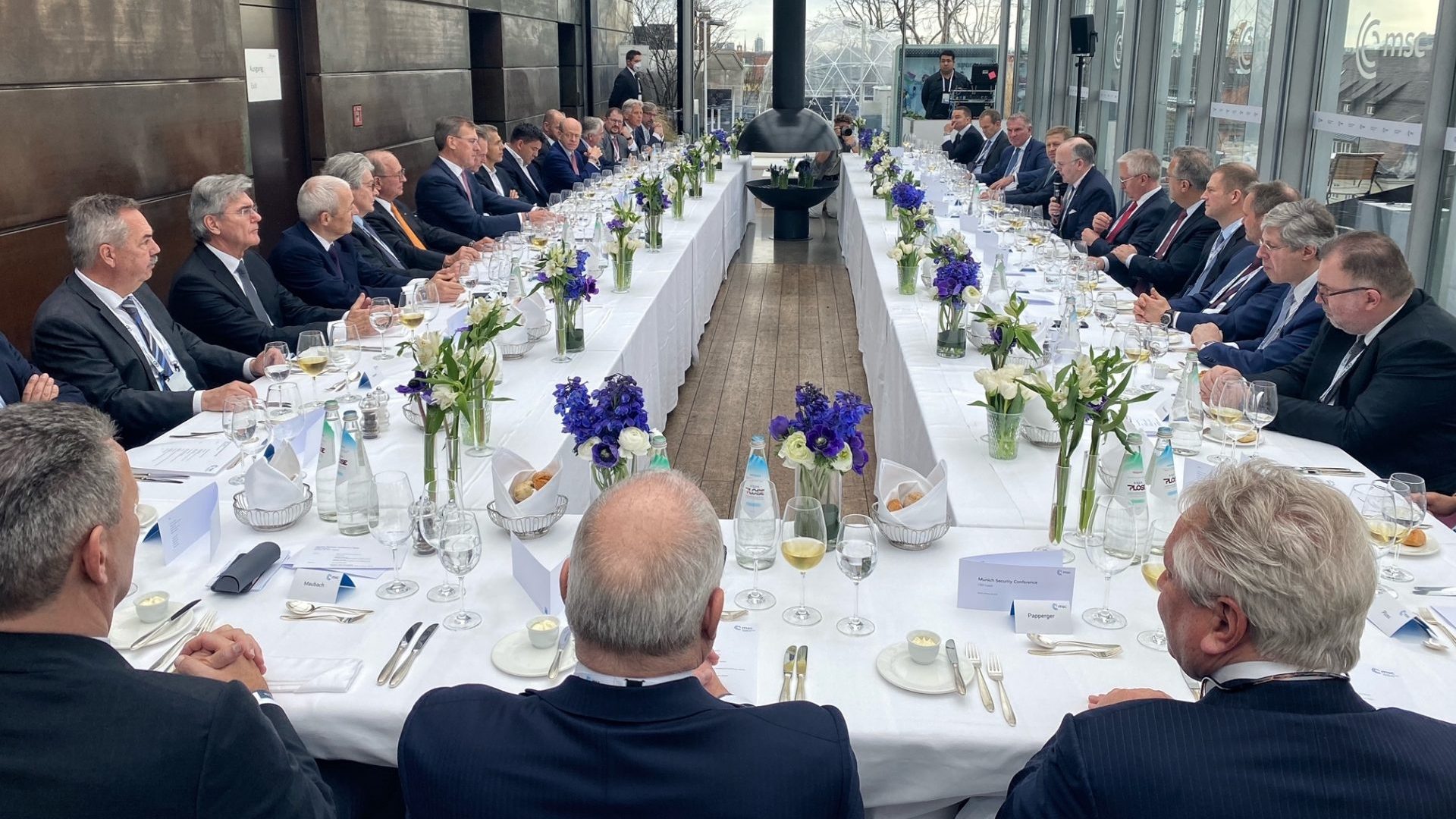 The controversial picture showing a large table with roughly 30 business leaders and security experts. Photo: © Michael Bröcker