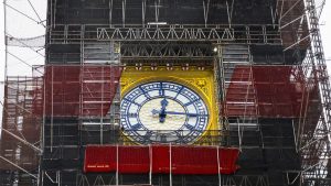 Big Ben is covered in scaffolding during renovation. Photo: Beata Zawrzel/NurPhoto via Getty Images)