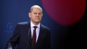 German Chancellor Olaf Scholz speaking ahead of his trip to Russia. Photo: CHRISTOPHE GATEAU/POOL/AFP via Getty Images