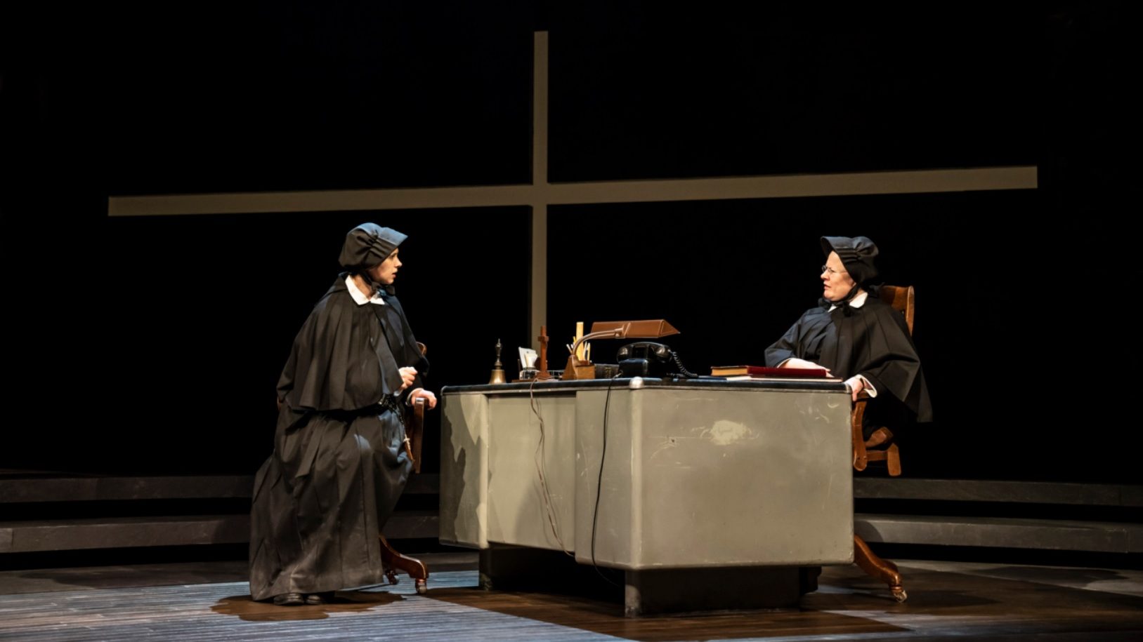 Jessica Rhodes (Sister James) and Monica Dolan (Sister Aloysius) In Doubt At Chichester Festival Theatre. Photo: Johan Persson