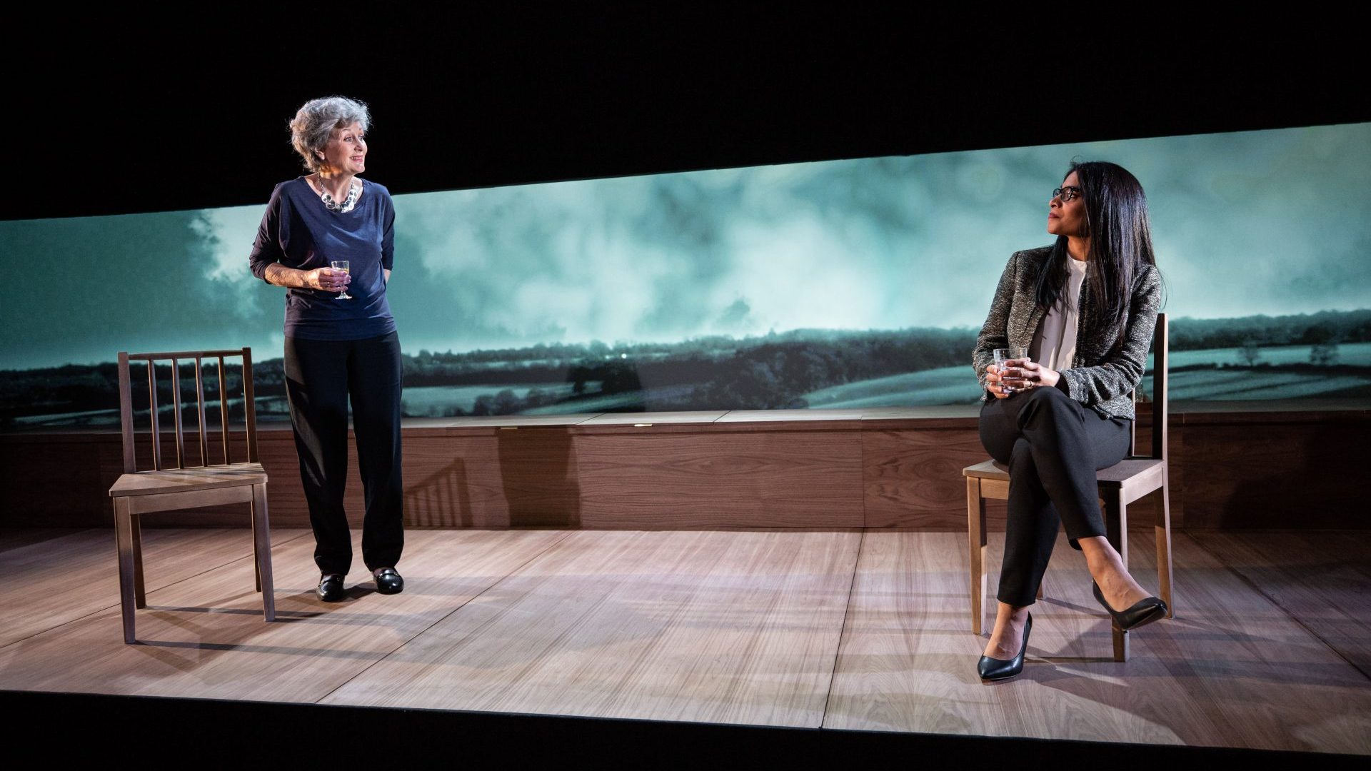 Jessica Turner (Theresa May) and Amara Karan (Gina Miller) in Bloody Difficult Women. Photo: Mark Senior