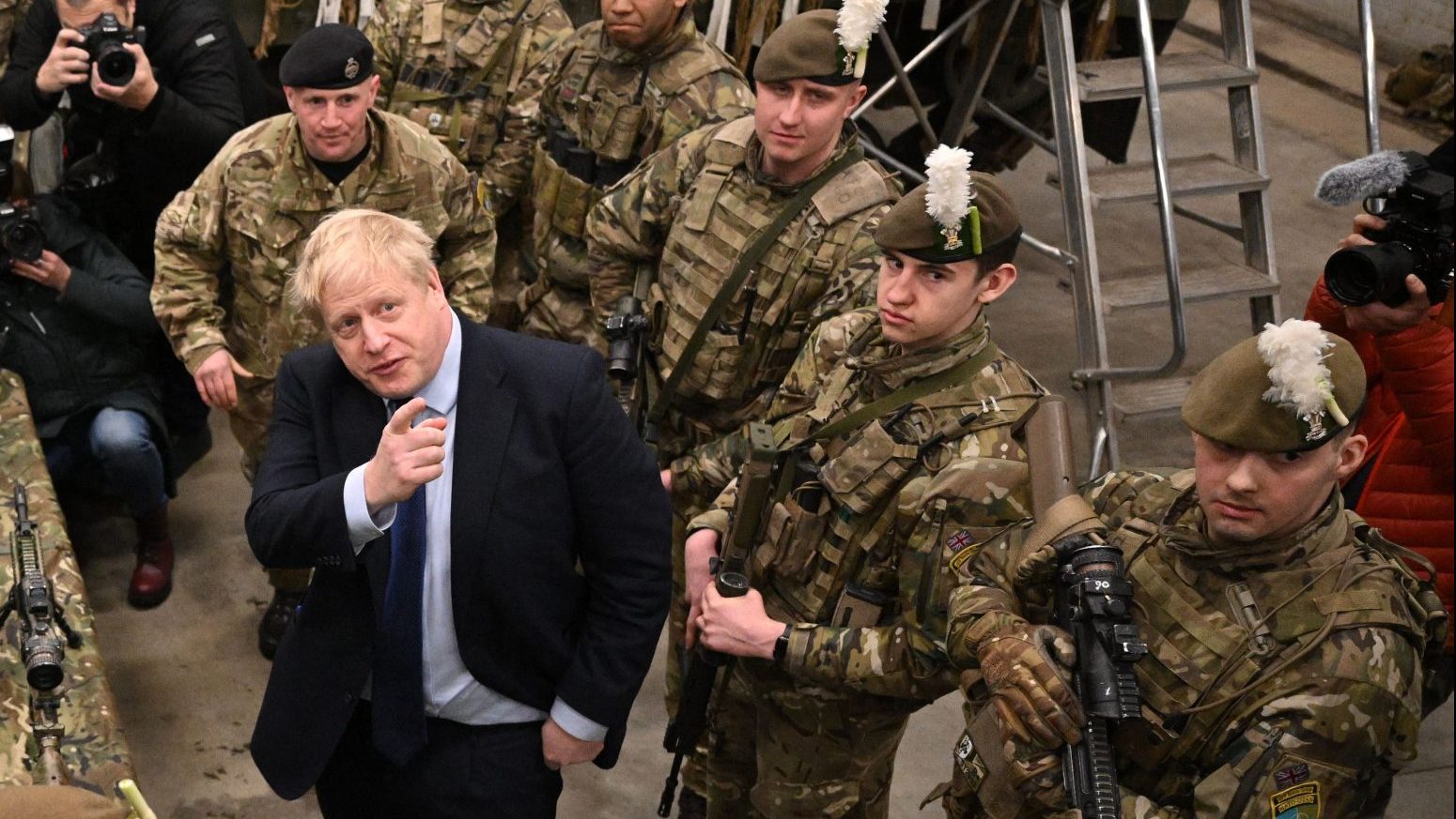 Boris Johnson meeting Nato troops 
in Tallinn, Estonia. Photo: Leon Neal/Pool/AFP