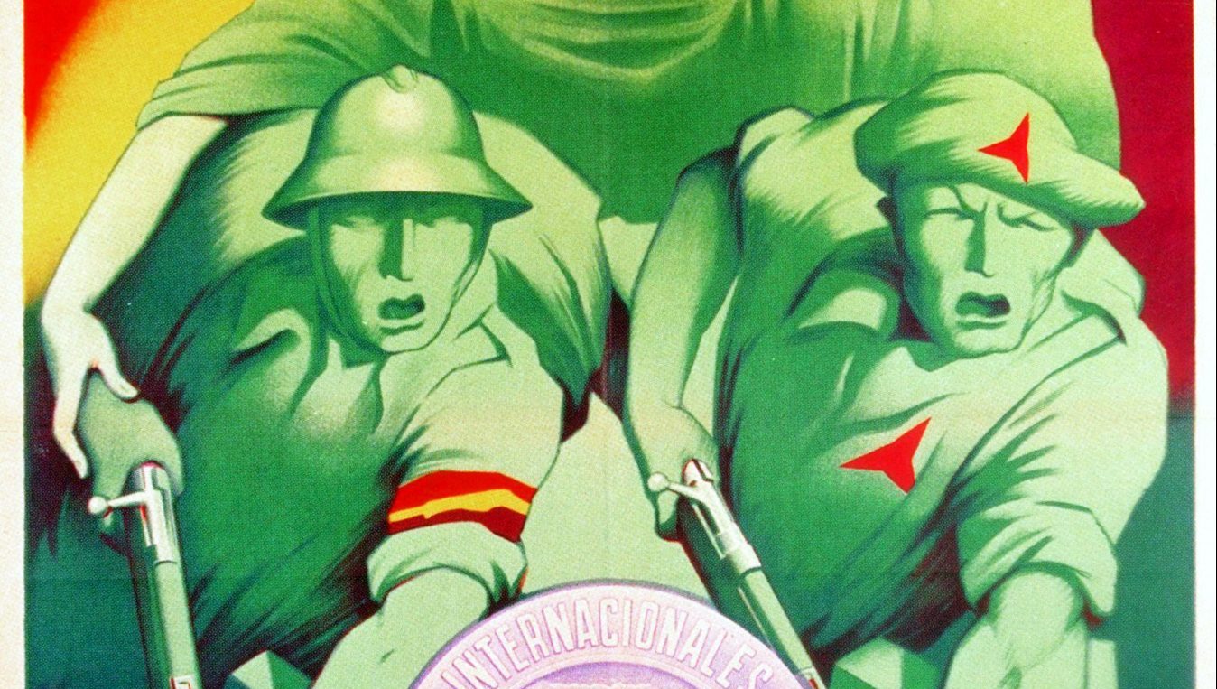Spain: 'Internationalists, United with the Spanish People and Struggle Against the Invader'. International Brigades Revolutionary Poster, Spanish Civil War, 1937