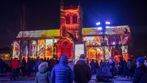 A multimedia installation and live performance event at Paisley Abbey, Scotland, to launch Unboxed. Photo: Lesley Martin/PA