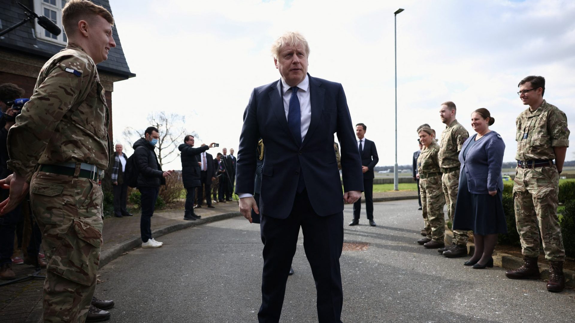 Prime Minister Boris Johnson reviewed troops during a visit to at RAF Northolt. Photo:  Henry Nicholls/PA Wire/PA Images