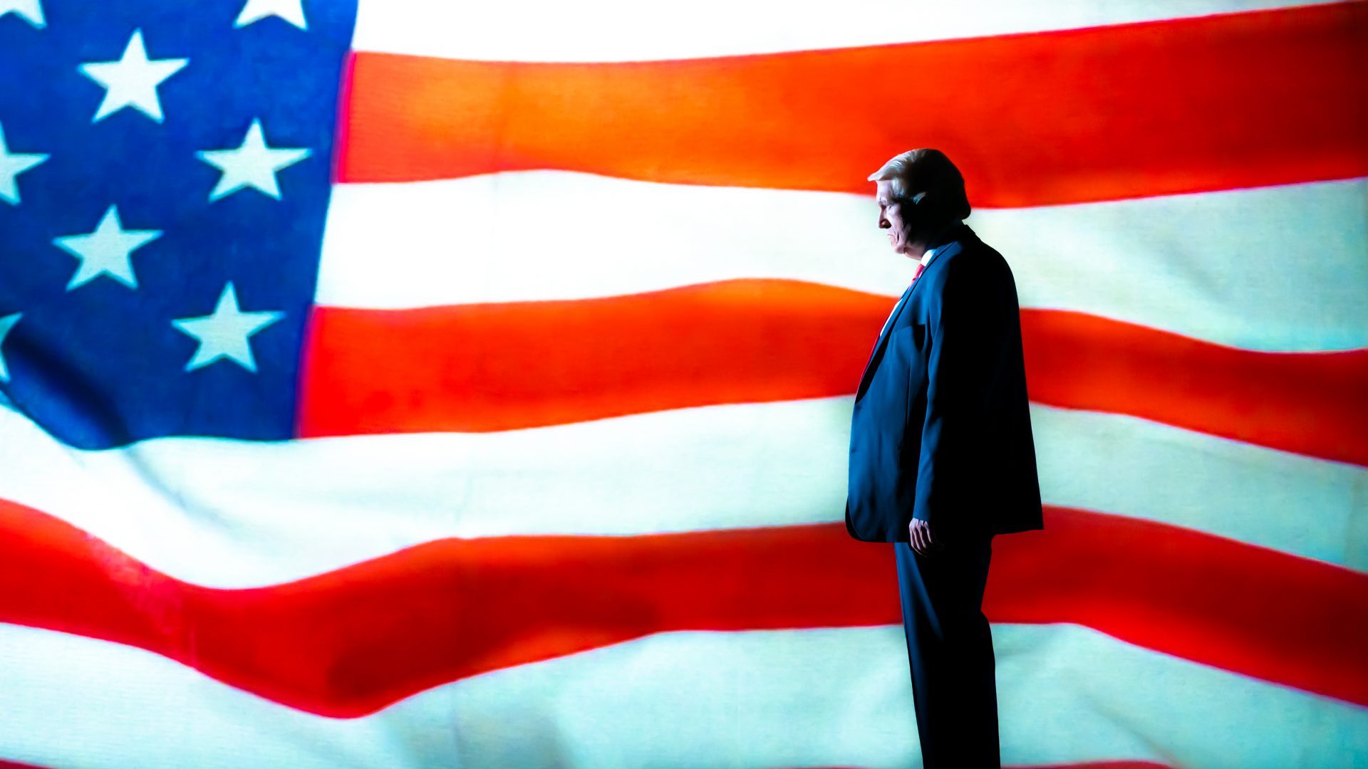 Bertie Carvel as 
Donald Trump in The 
47th at the Old Vic (Photo: Marc Brenner)