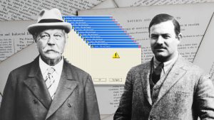 Sir Arthur Conan Doyle, left, and Ernest Hemingway (Photo montage: TNE)