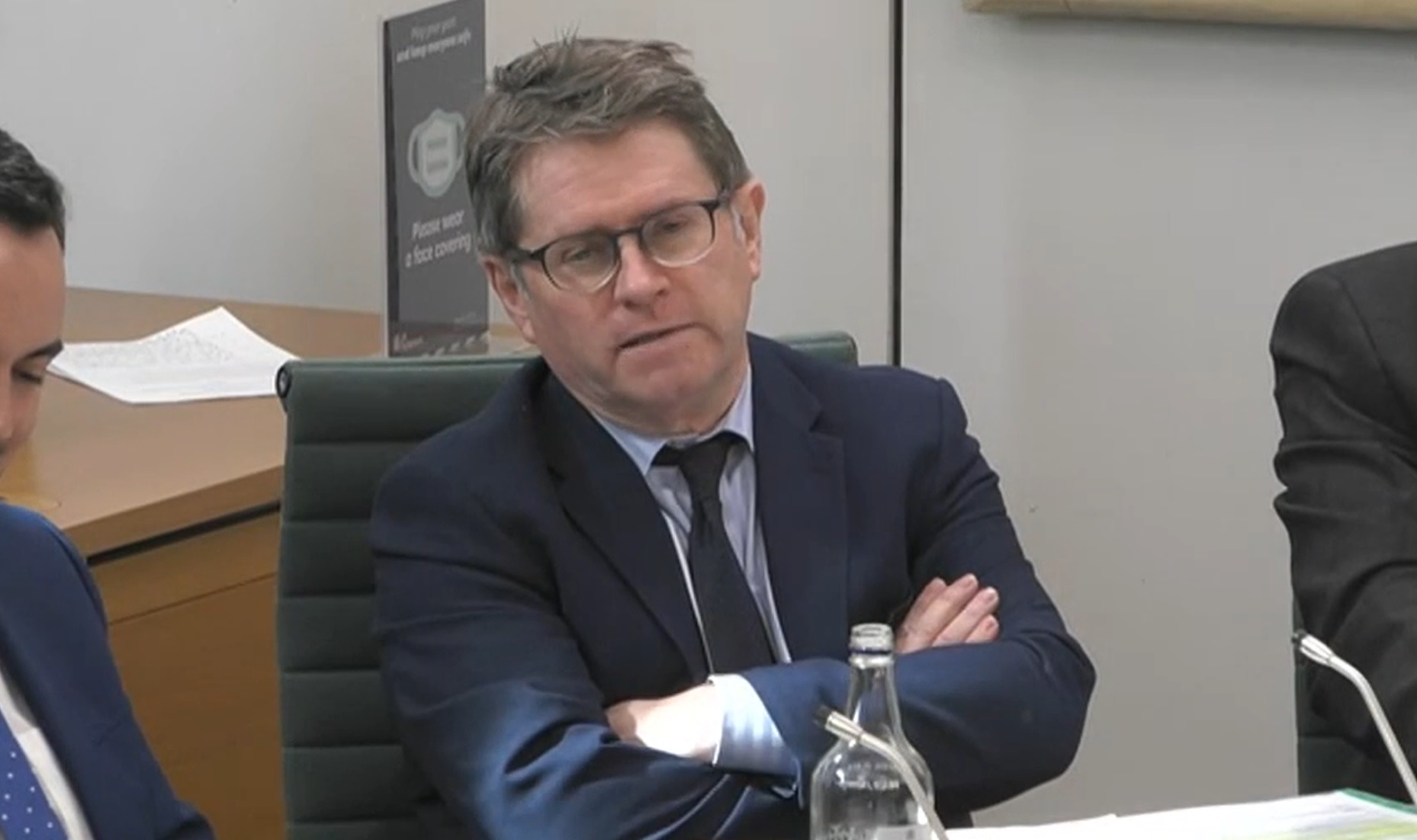 Labour MP Kevin Brennan questions Lord Grade at a DCMS committee hearing (Photo: Parliament)