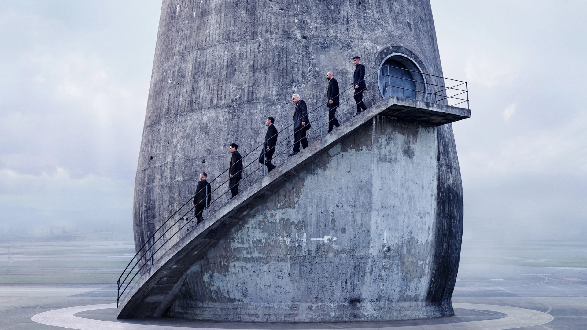 The cover for Rammstein’s latest album, Zeit, features the 
band on Berlin’s Trudelturm (Photo: Bryan Adams)