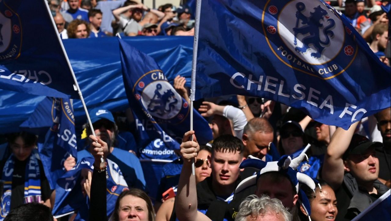 Singing the blues: Chelsea fans in traditional colours at 
the men’s FA Cup final, for which their side wore yellow (Photo: Glyn Kirk/Getty) 