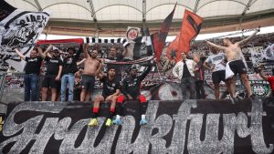 Eintracht Frankfurt supporters at their recent match against 
Borussia Mönchengladbach (Photo: Alex Grimm/Getty Images)
