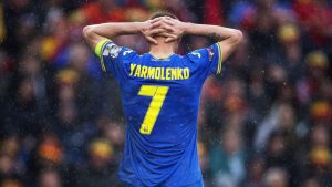 Ukraine’s Andriy Yarmolenko in despair after his deflection led to Wales’s decisive goal (Photo: Joe Prior/Getty Images)