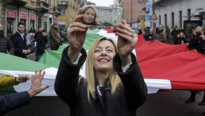 Giorgia Meloni, leader of the Brothers of Italy party, declared last year: ‘I’m getting ready to lead my country’. Photo: Emanuele Cremaschi/
Getty