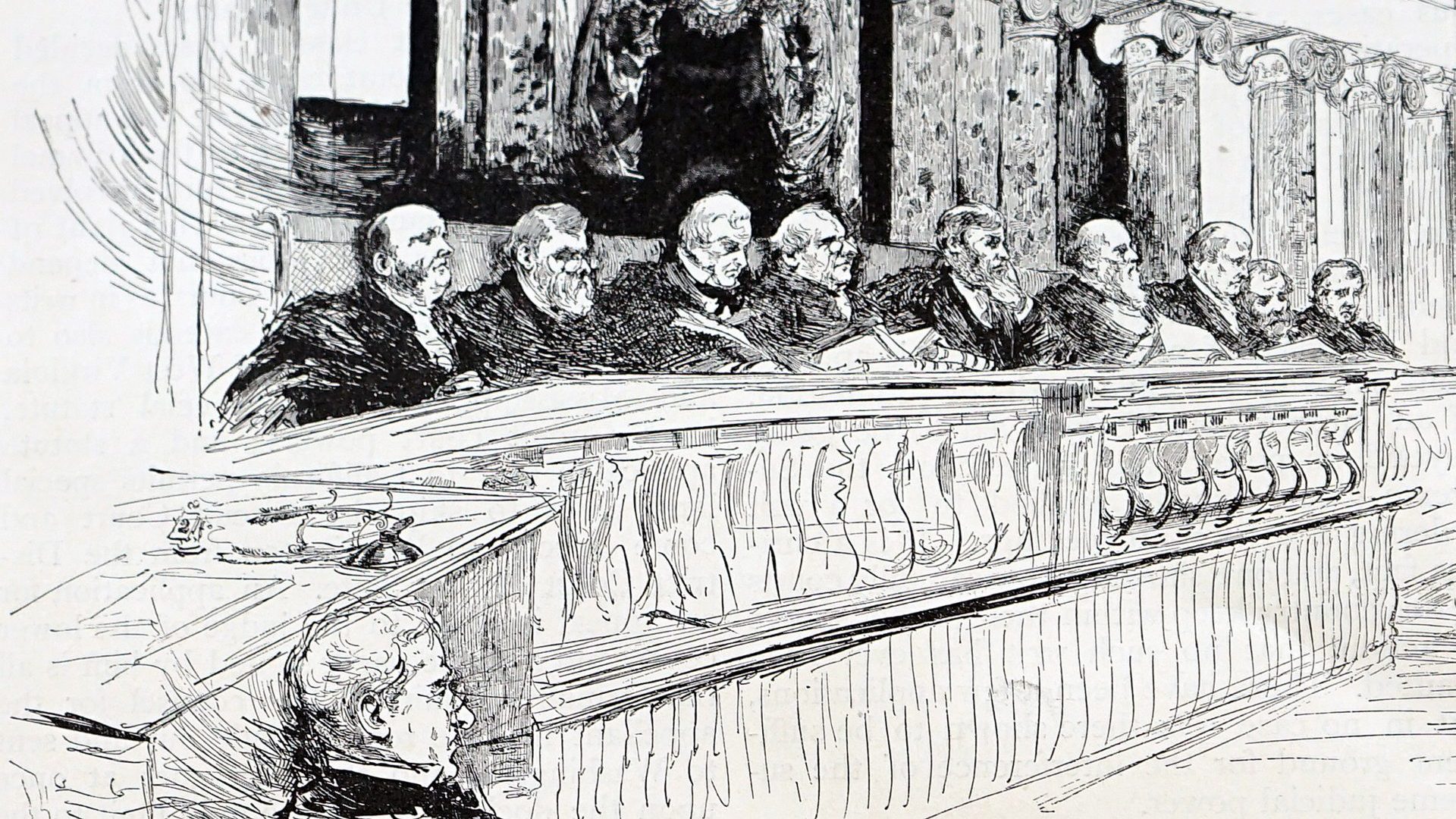 Engraving depicting a scene within the supreme court, December 1829. Photo: Universal History Archive/Getty