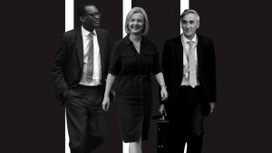 Liz Truss and two of the MPs being touted as chancellor in her cabinet, Kwasi Kwarteng and John Redwood. Photomontage: TNE