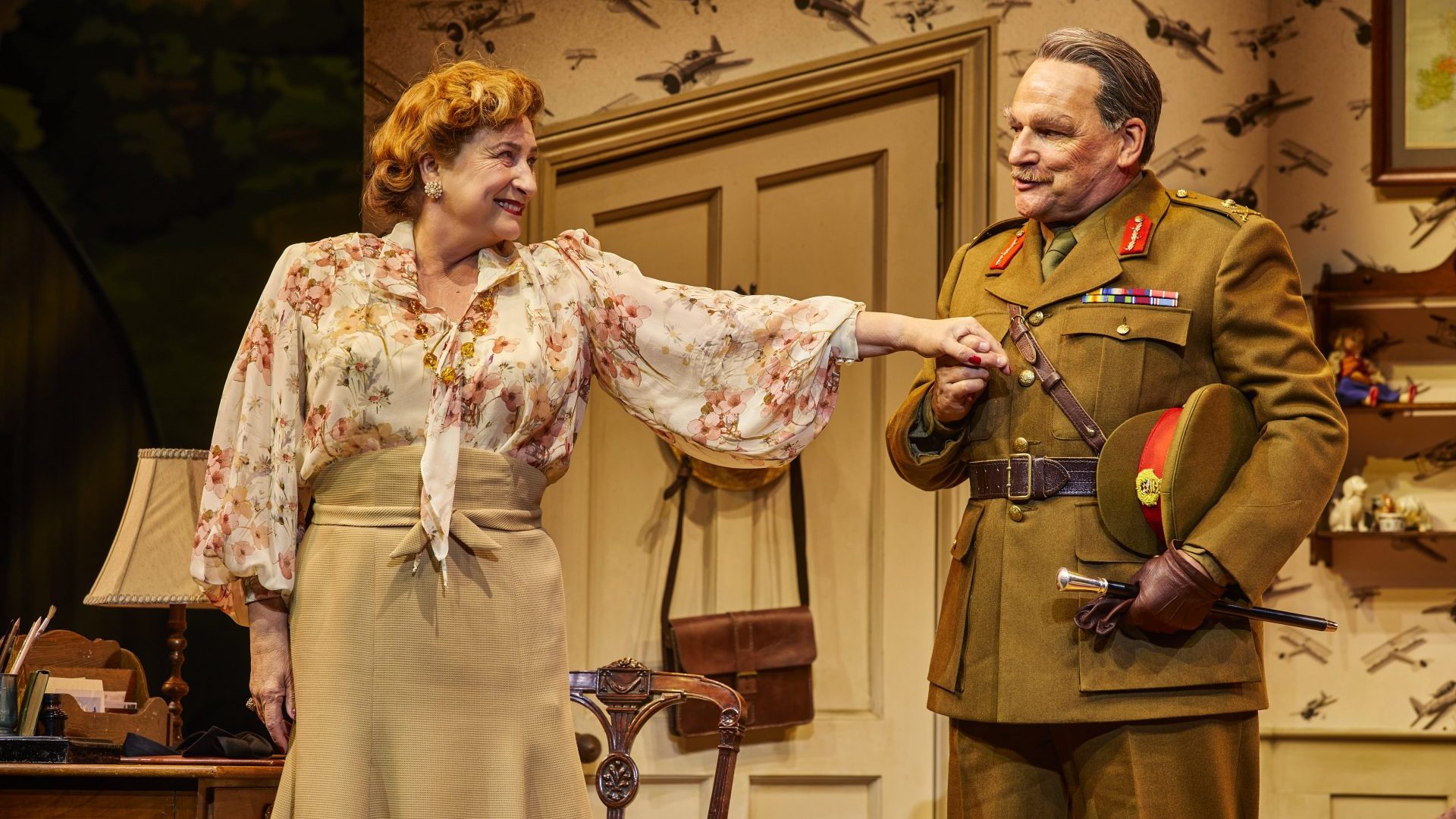 Caroline Quentin and Peter Forbes 
in Jack Absolute Flies Again. Photo: Brinkhoff-Moegenburg