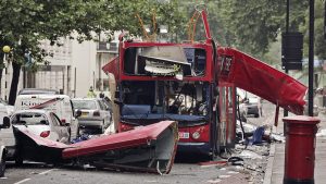 A bus destroyed by a bomb in London on July 7 2005, when 
more than 50 people died in a series of suicide attacks. Photo: Peter Macdiarmid/Getty