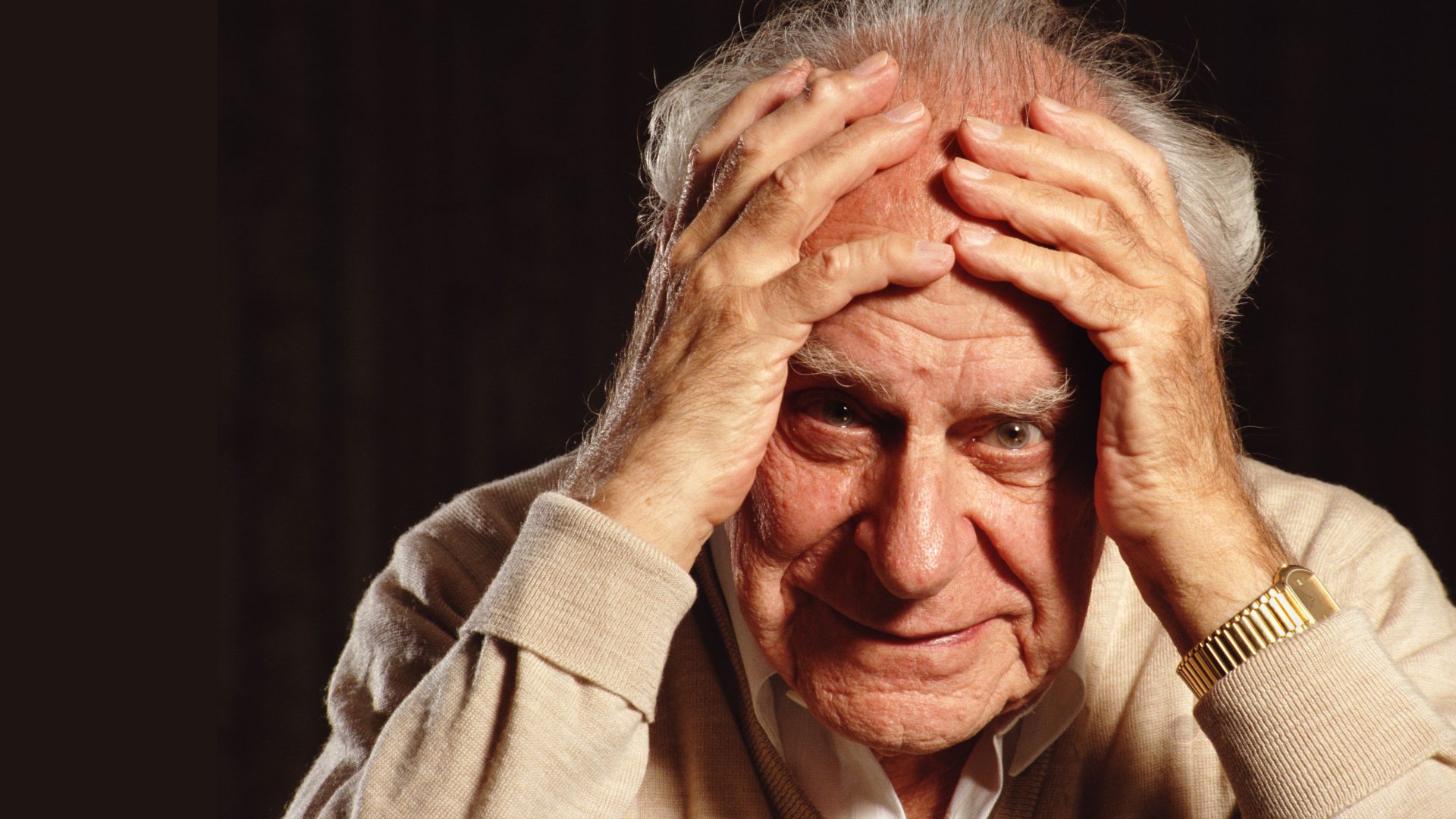Philosopher Sir Karl Popper at his home in Croydon, August 1992. Photo: David Levenson/Getty